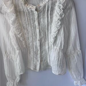 H&M White Ruffled Blouse